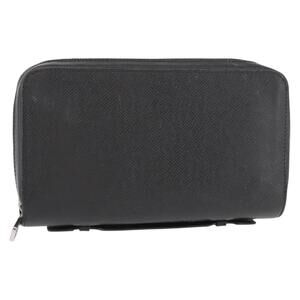 LOUIS VUITTON Taiga Zippy XL Long Wallet Black M44275 LV Auth 153416